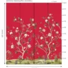 Luxury red floral mural wallpaper with hand-painted daisy blossoms, birds and botanical branches, Daisy Bennett mural collection by RUBY, elegant living room feature wall design