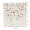 Elegant blue floral mural wallpaper with cherry blossom branches and colorful butterflies, Daisy Bennett mural collection by Ruby The Furnishing Studio, ideal for modern living room décor.