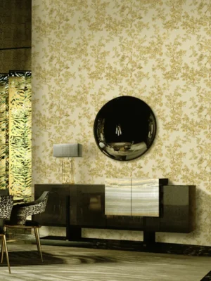 Roberto Cavalli Volume 8 luxury wallpaper with delicate bird and floral toile pattern in soft ivory tones