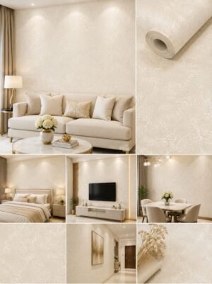 Signature 73008-3 Silver Cream Textured Wallpaper | Luxury Plain Designer Wall Covering | Ready Stock